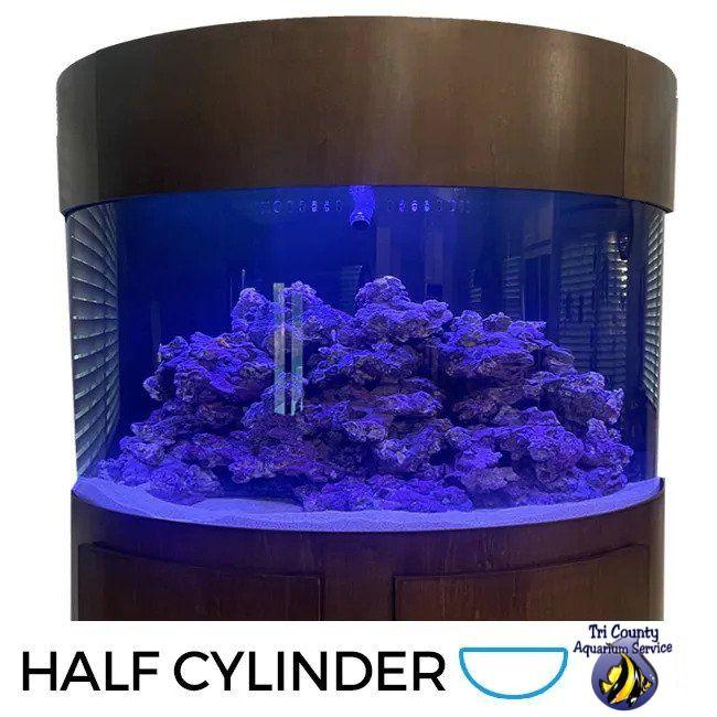 56-Gallon 36″Lx18″Wx24″H Half Cylinder Aquarium Setup